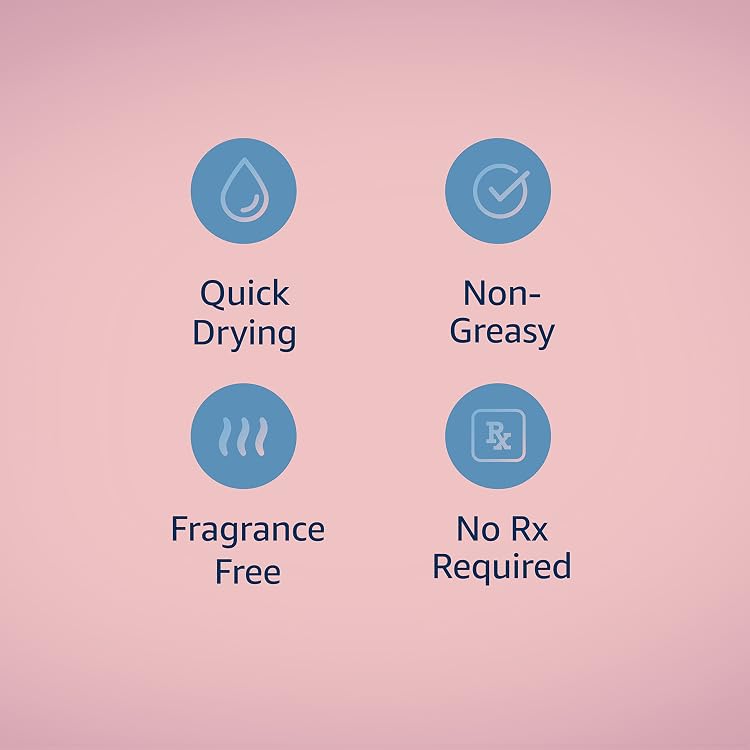 Quick drying, non-greasy, fragrance free, no prescription required